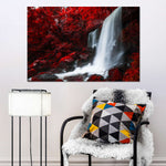 Red Autumn Waterfall Wall Art