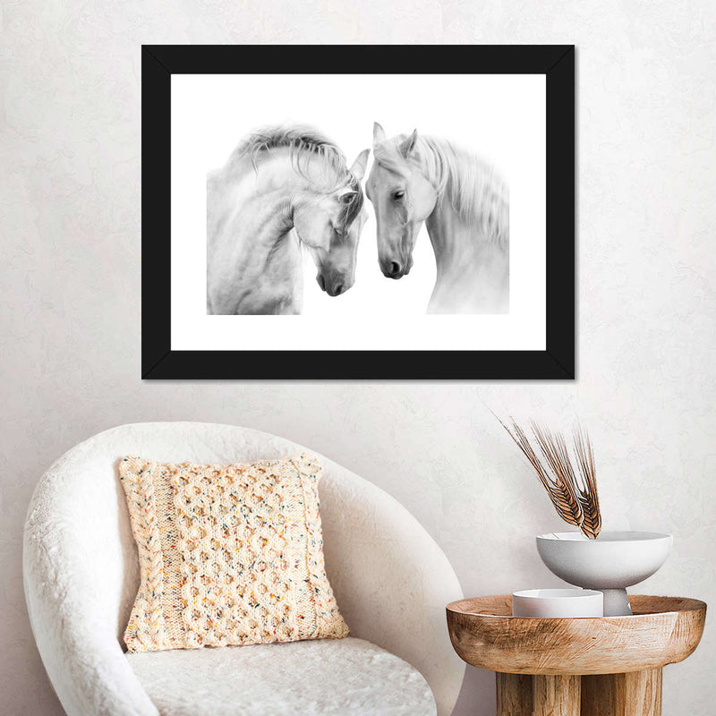 White Horse Couple Wall Art