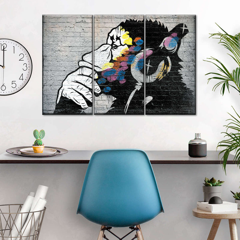 Monkey Wearing Headphones Wall Art