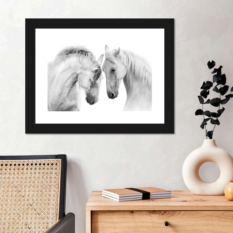 White Horse Couple Wall Art