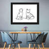 One Line Dog And Cat Wall Art