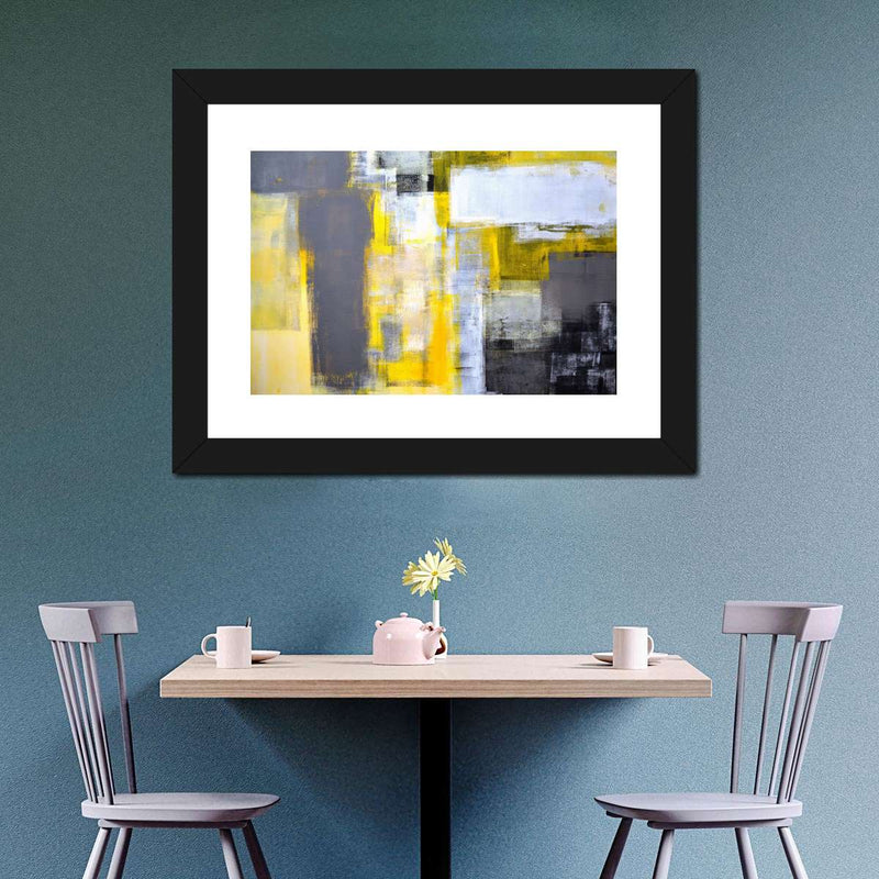 Yellow On Gray Abstract Wall Art