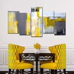 Yellow On Gray Abstract Wall Art