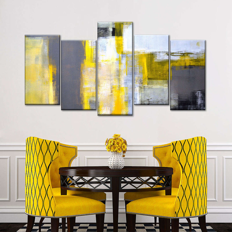 Yellow On Gray Abstract Wall Art