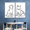 One Line Dog And Cat Wall Art
