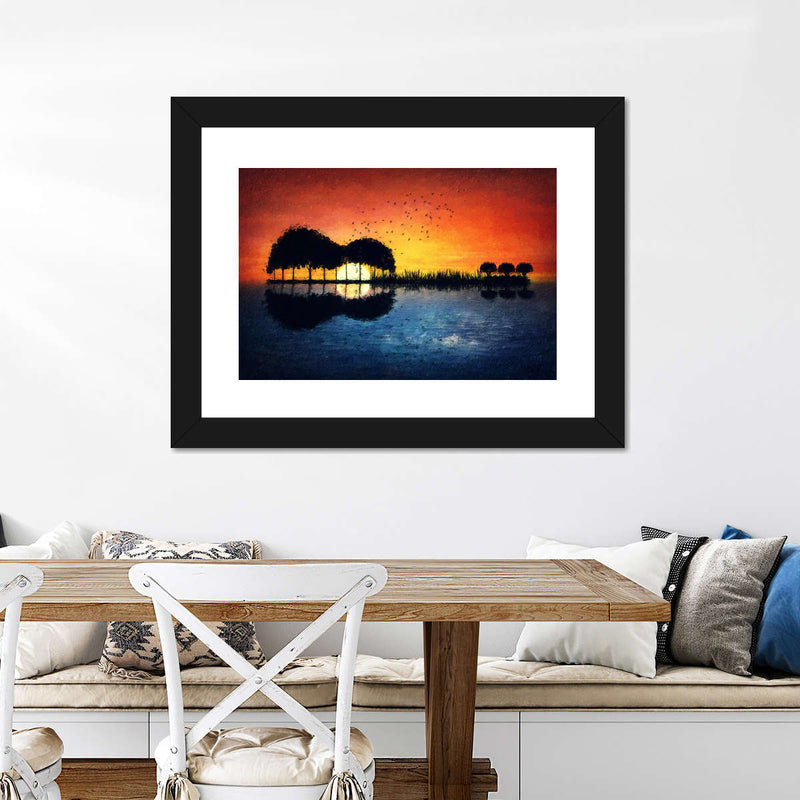 Guitar Sunset Wall Art