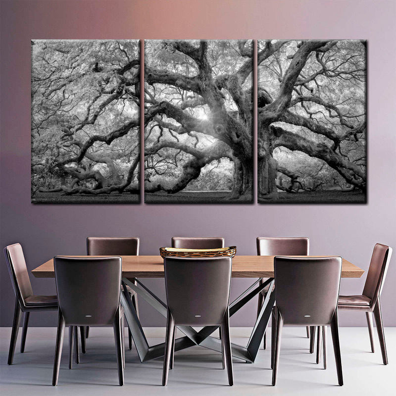 Monochrome Angel Oak Tree Wall Art