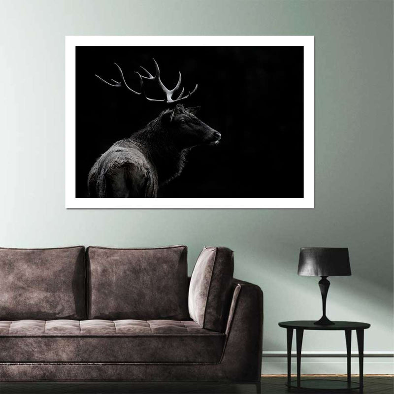 Monochrome Bull Elk Wall Art