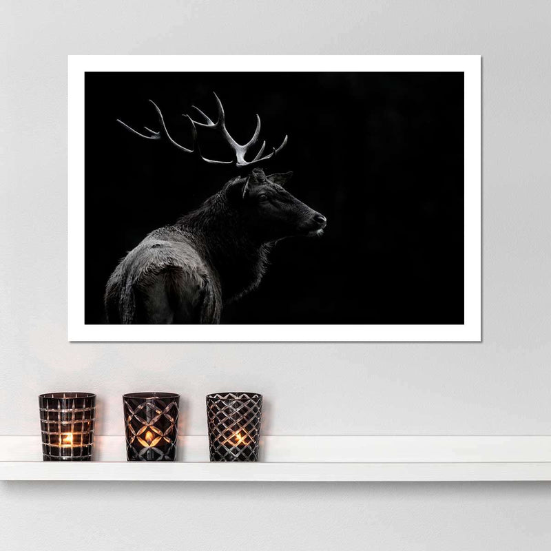 Monochrome Bull Elk Wall Art