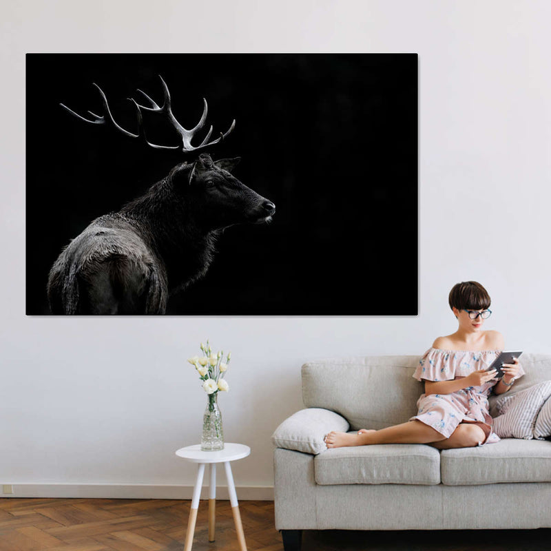 Monochrome Bull Elk Wall Art
