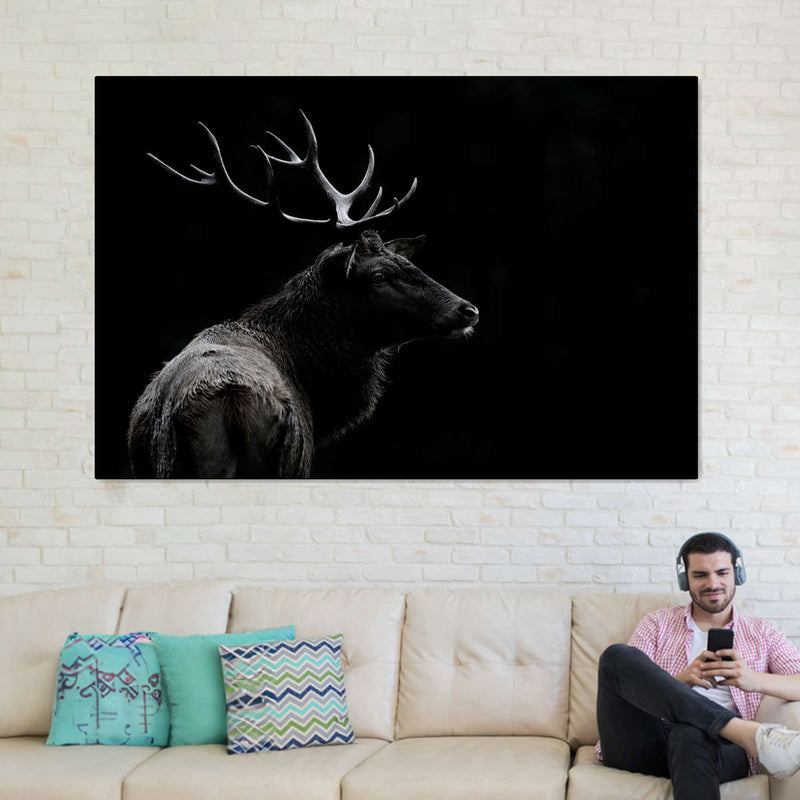 Monochrome Bull Elk Wall Art
