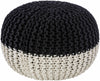 Dothan Knitted Black and Off White Pouf