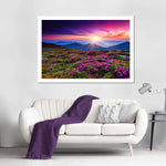Pink Flowers At Sunset Wall Art
