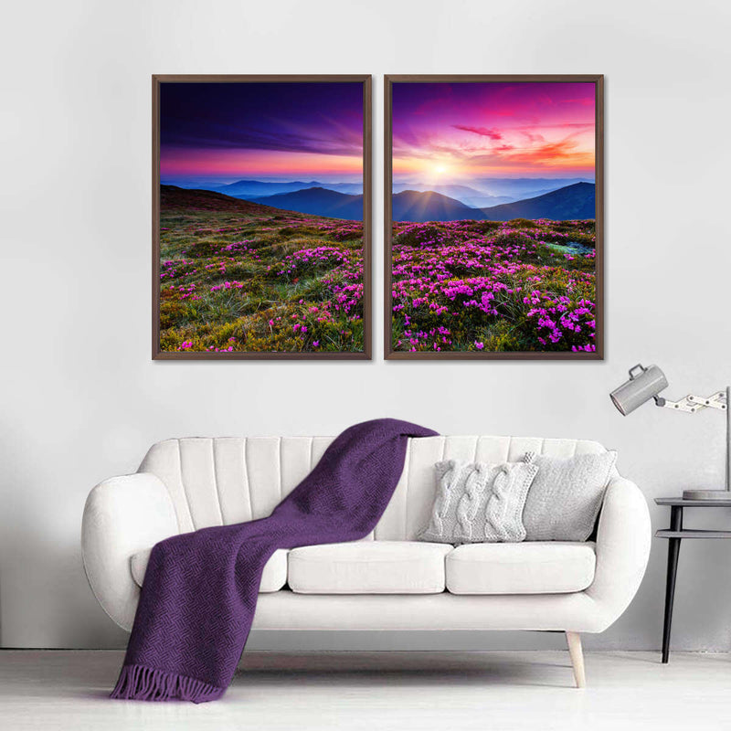 Pink Flowers At Sunset Wall Art
