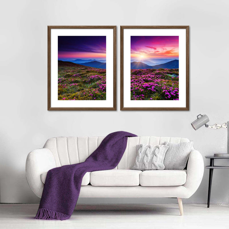 Pink Flowers At Sunset Wall Art
