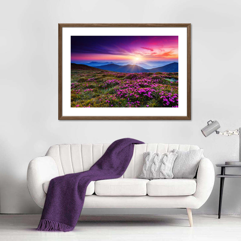 Pink Flowers At Sunset Wall Art