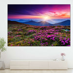 Pink Flowers At Sunset Wall Art