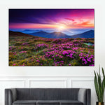 Pink Flowers At Sunset Wall Art