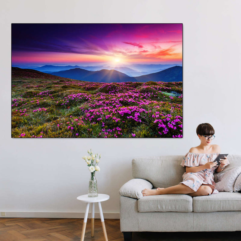 Pink Flowers At Sunset Wall Art