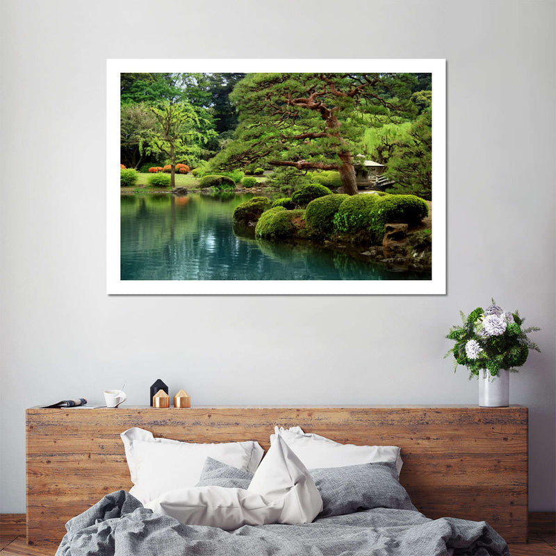 Zen Lakeside Bonsai Trees Wall Art