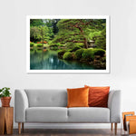 Zen Lakeside Bonsai Trees Wall Art