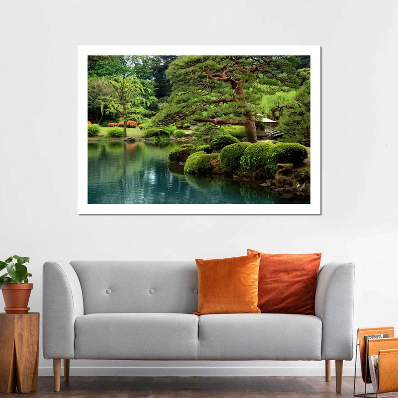 Zen Lakeside Bonsai Trees Wall Art