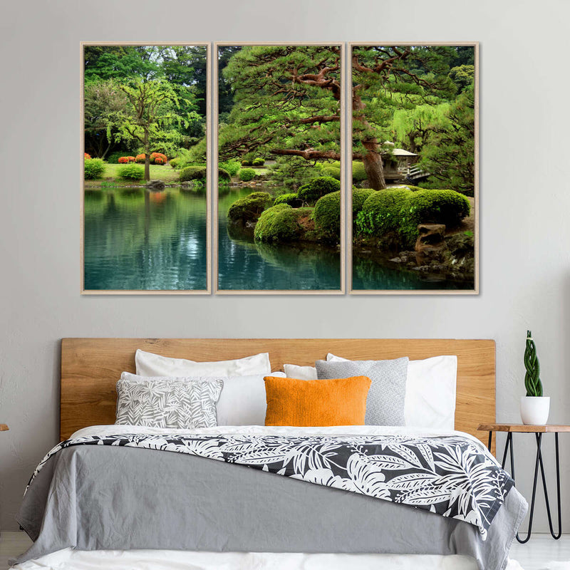 Zen Lakeside Bonsai Trees Wall Art
