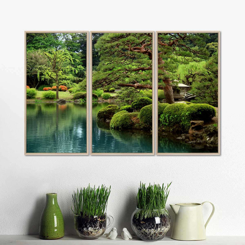 Zen Lakeside Bonsai Trees Wall Art