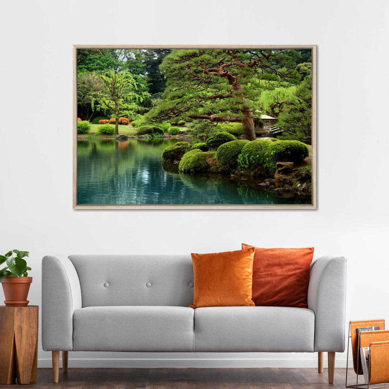 Zen Lakeside Bonsai Trees Wall Art
