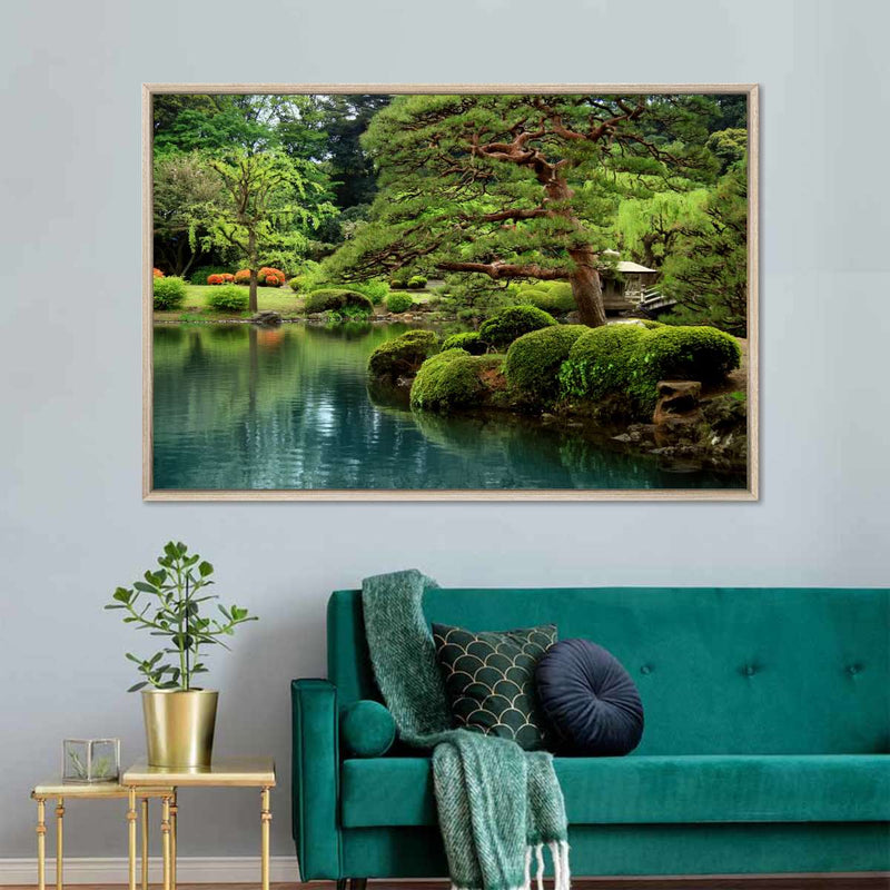 Zen Lakeside Bonsai Trees Wall Art