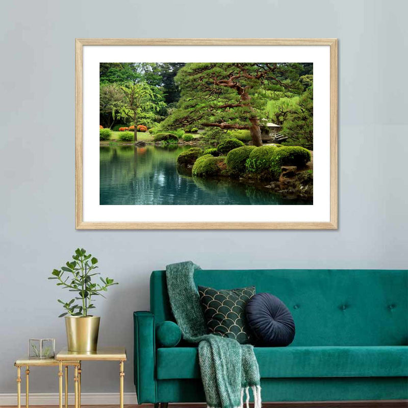 Zen Lakeside Bonsai Trees Wall Art