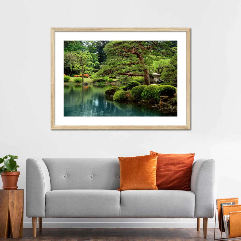 Zen Lakeside Bonsai Trees Wall Art