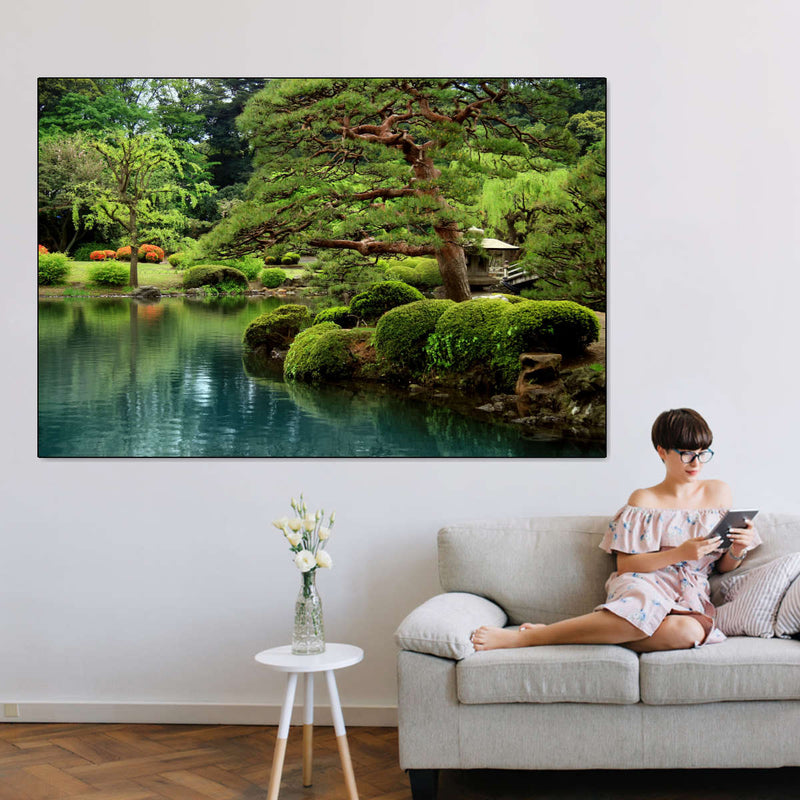 Zen Lakeside Bonsai Trees Wall Art