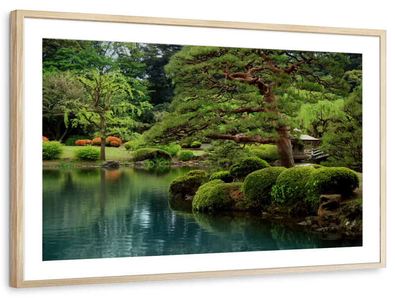 Zen Lakeside Bonsai Trees Wall Art