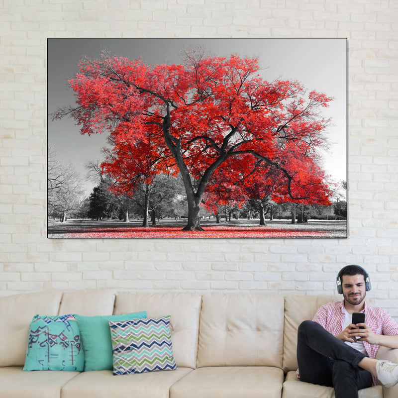 Red Tree Wall Art