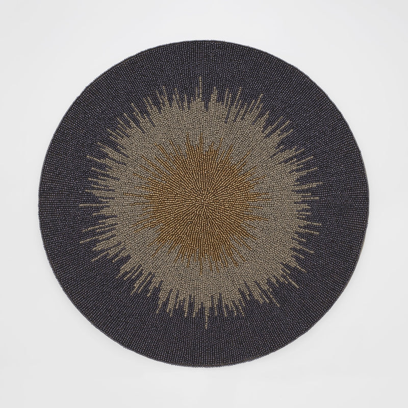 Ombre hand beaded placemat, indigo