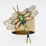 Dragonfly napkin rings, opal, set of two