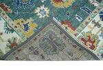 8x10 All Wool Traditional Persian Blue Teal and Ivory Vibrant Colorful Hand knotted Oushak Area Rug