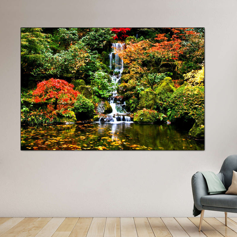 Mesmerizing Japanese Waterfall Wall Art