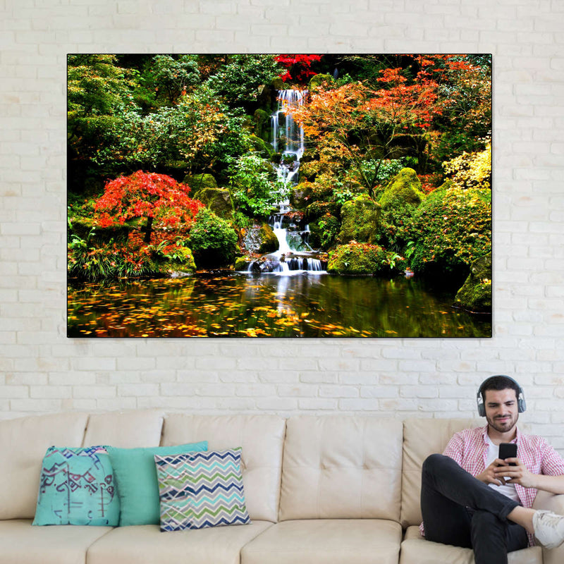 Mesmerizing Japanese Waterfall Wall Art
