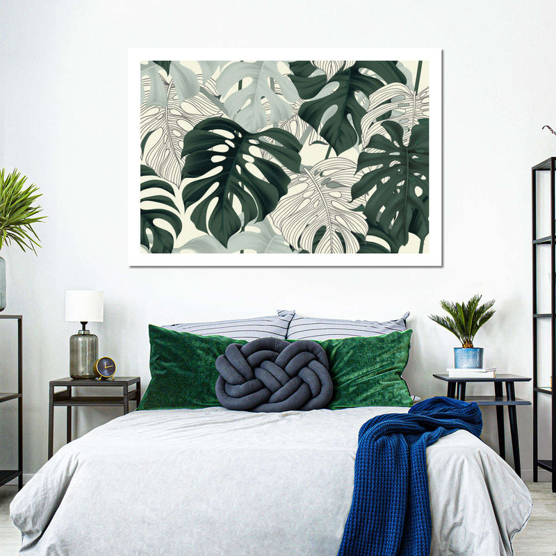 Jungle Monstera Leaves Wall Art