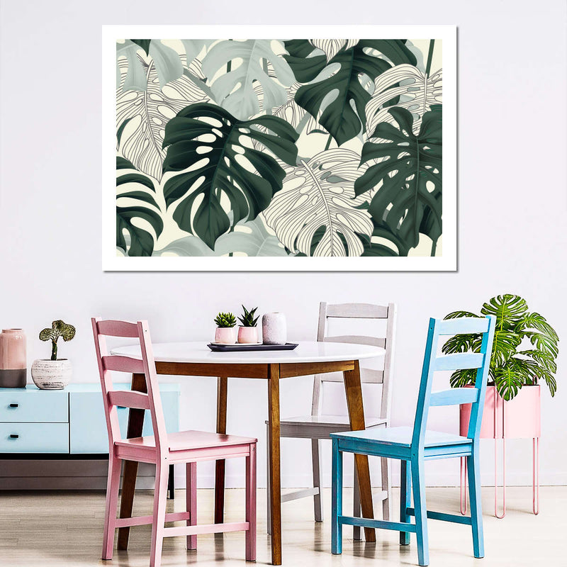 Jungle Monstera Leaves Wall Art