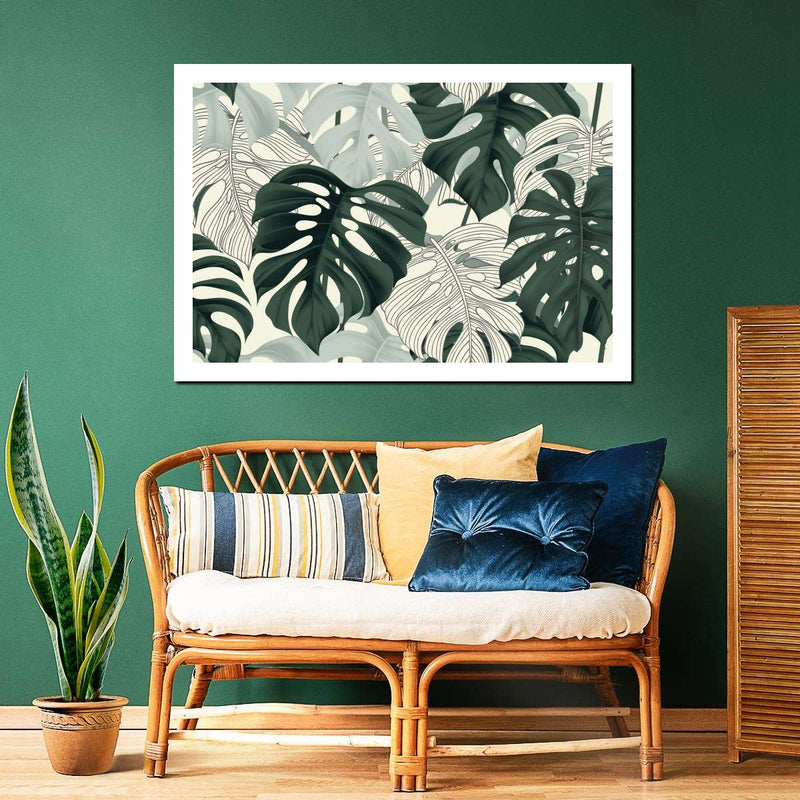 Jungle Monstera Leaves Wall Art