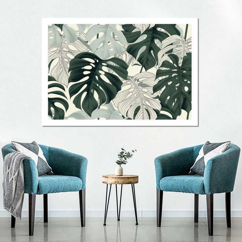 Jungle Monstera Leaves Wall Art