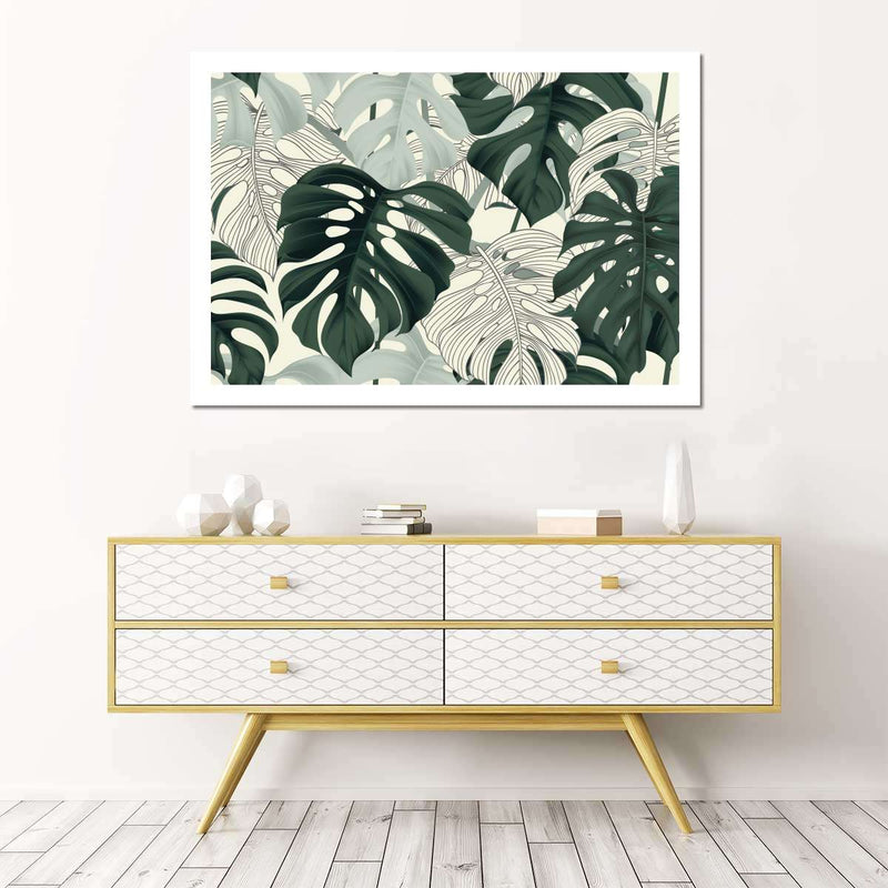 Jungle Monstera Leaves Wall Art