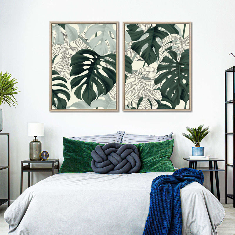 Jungle Monstera Leaves Wall Art
