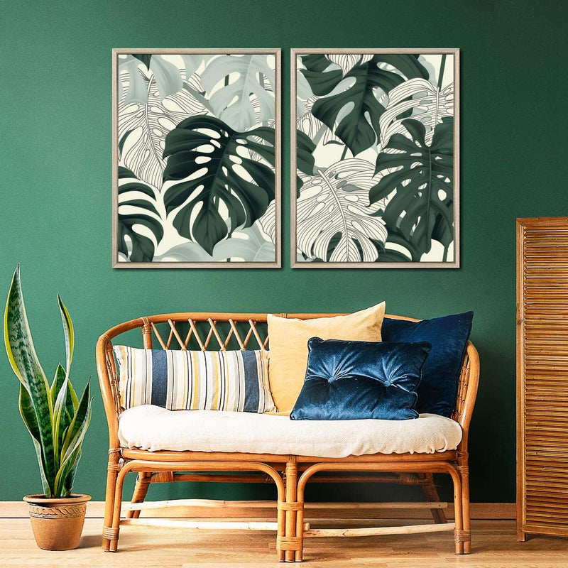 Jungle Monstera Leaves Wall Art