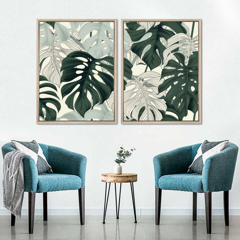 Jungle Monstera Leaves Wall Art