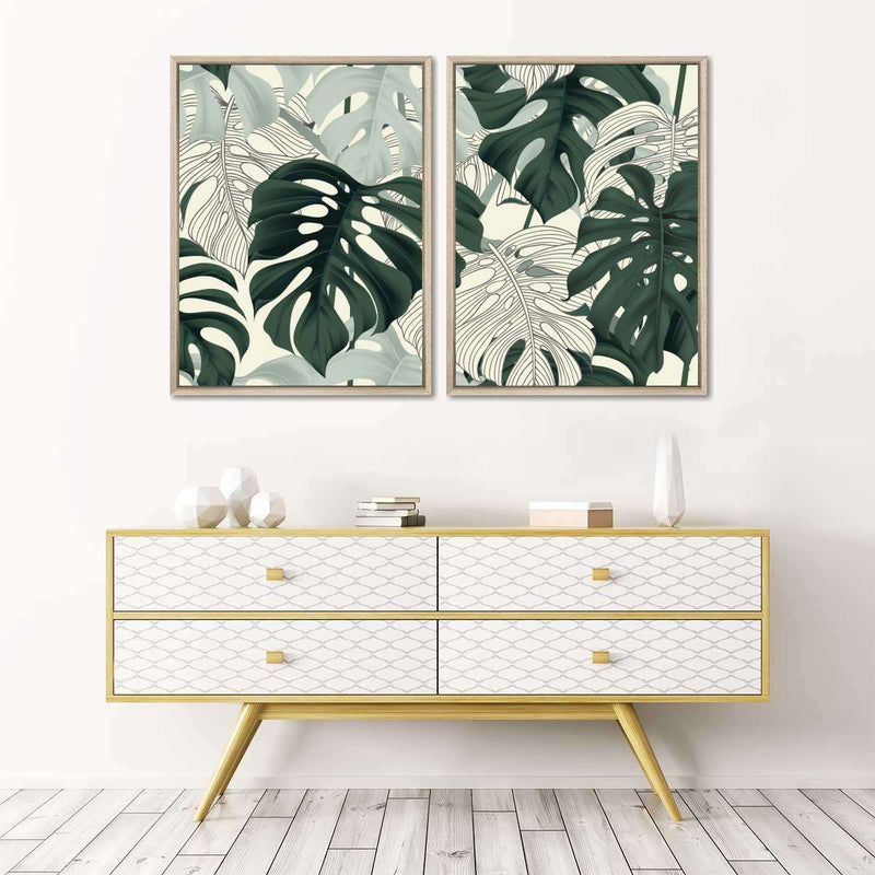 Jungle Monstera Leaves Wall Art