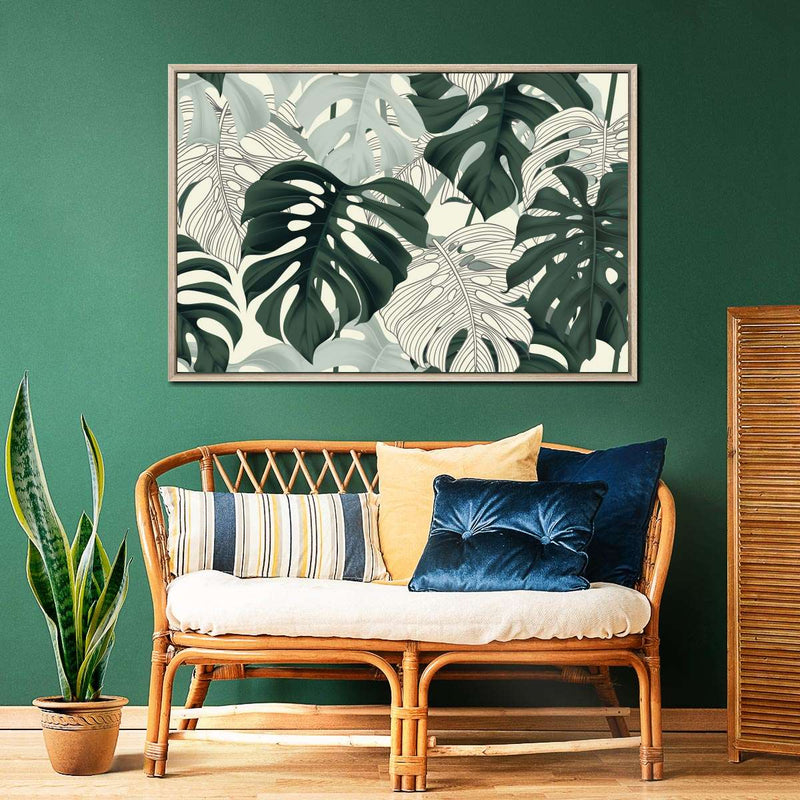Jungle Monstera Leaves Wall Art